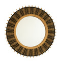 Wall Mirror Round Bamboo Hemp Rope Frame Natural Boho 23 In