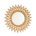 Wall Mirror Round Bamboo Hemp Rope Diamond Pattern Natural Boho 23.6 In