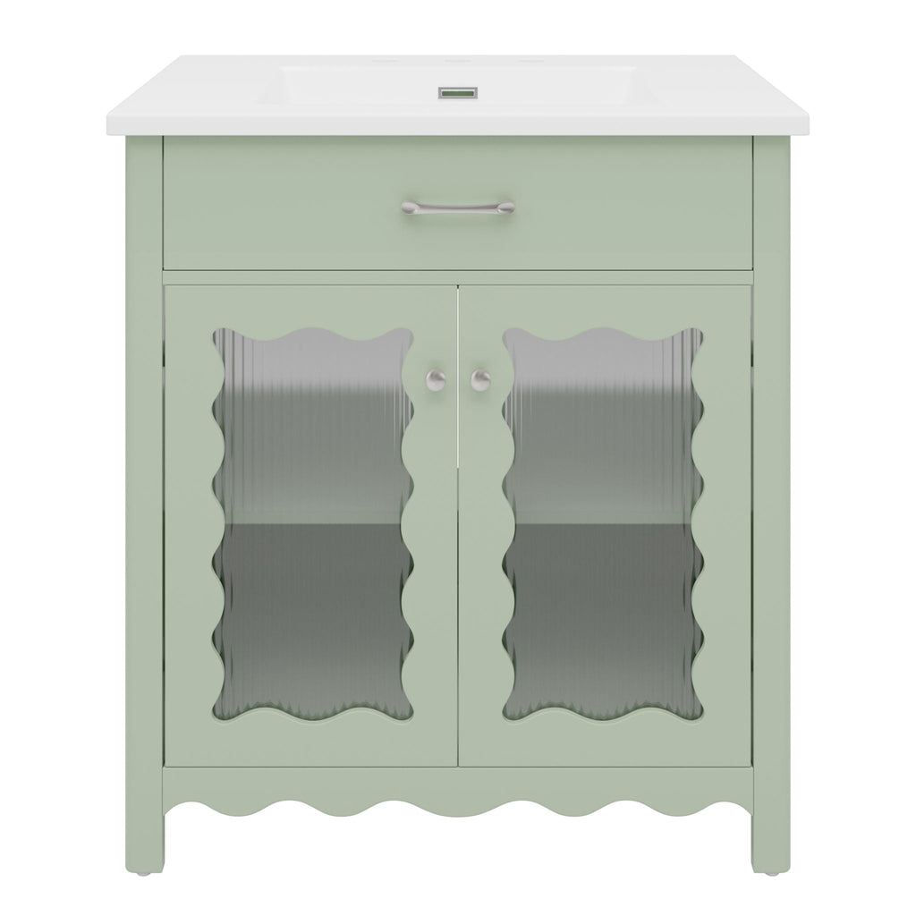 Modern Bathroom Vanity With Tempered Glass Doors