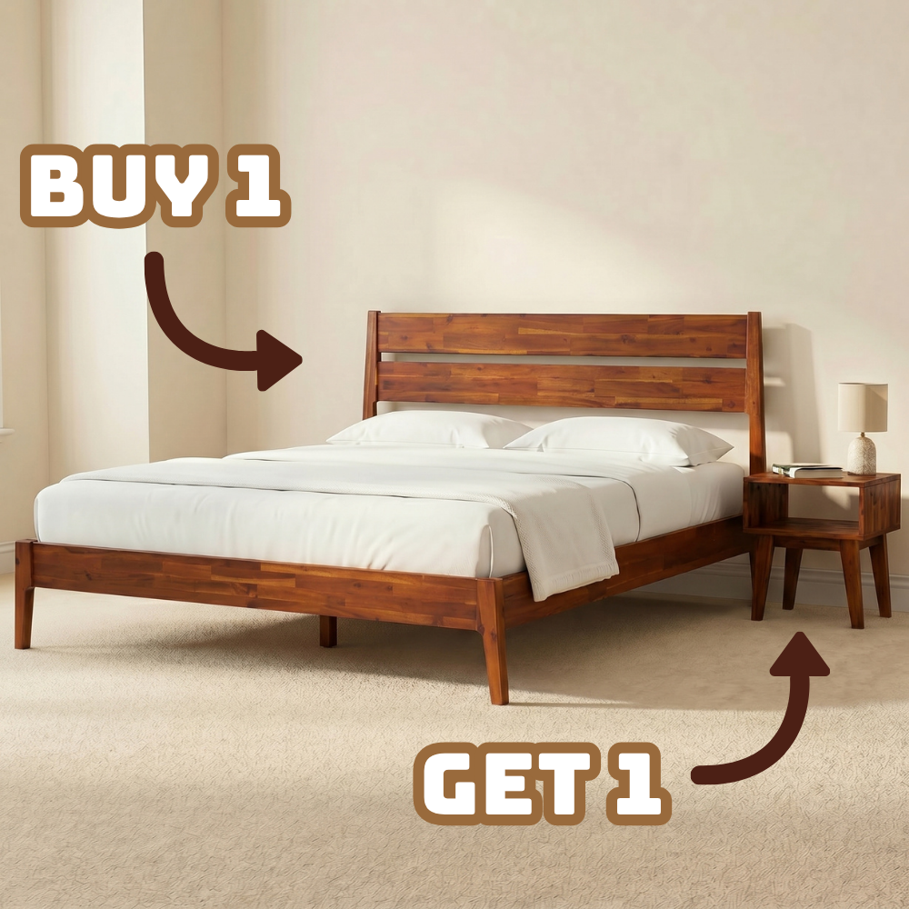 Callisto Solid Wood Bed Frame and Nightstand
