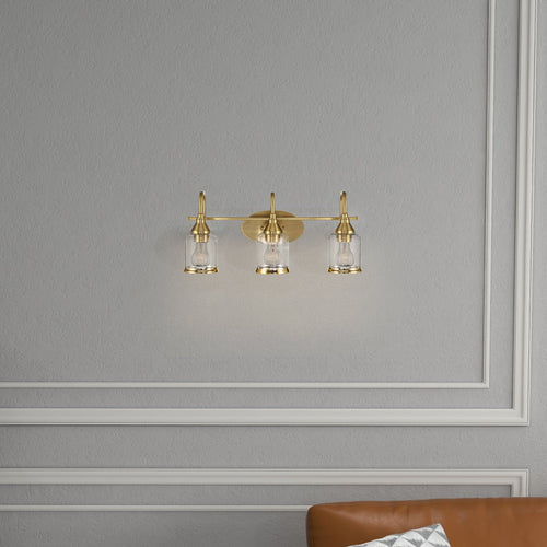 3 Lights Brush Vanity Light - Clear / Gold