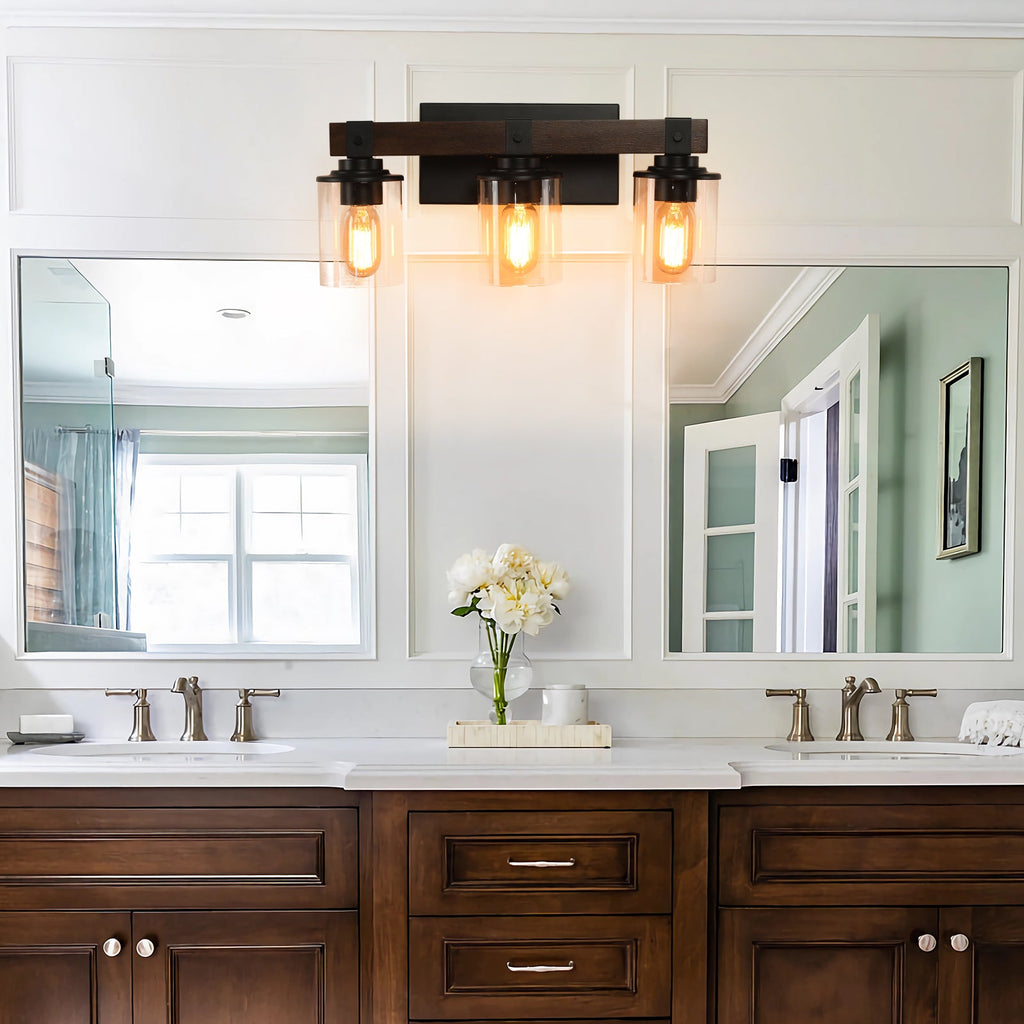 19" Rustic 3-Light Vanity Light, Industrial Bathroom Wall Sconce, Modern Farmhouse Lighting Fixture (No Bulbs)