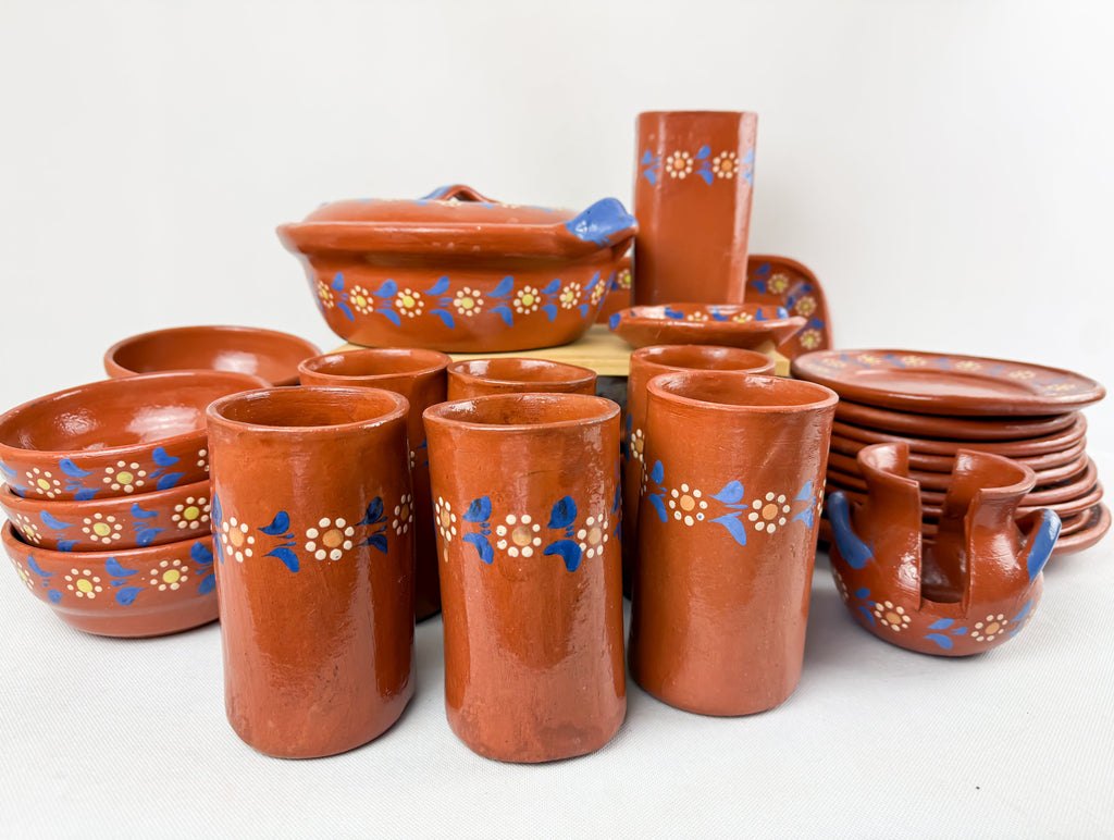 Michoacan Red Clay Pottery Dinnerware Set - Vajilla de Barro