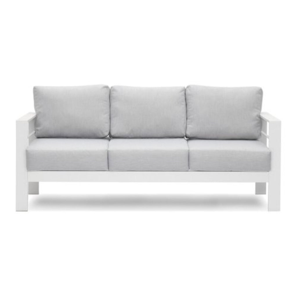 Outdoor Patio Set Aluminum White Gray Olefin Cushions 3 Piece