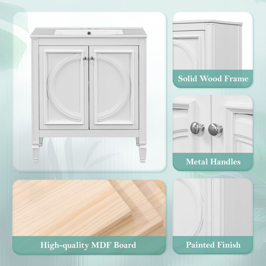 Bathroom Vanity With Sink With 2 Doors And Adjustable Shelf