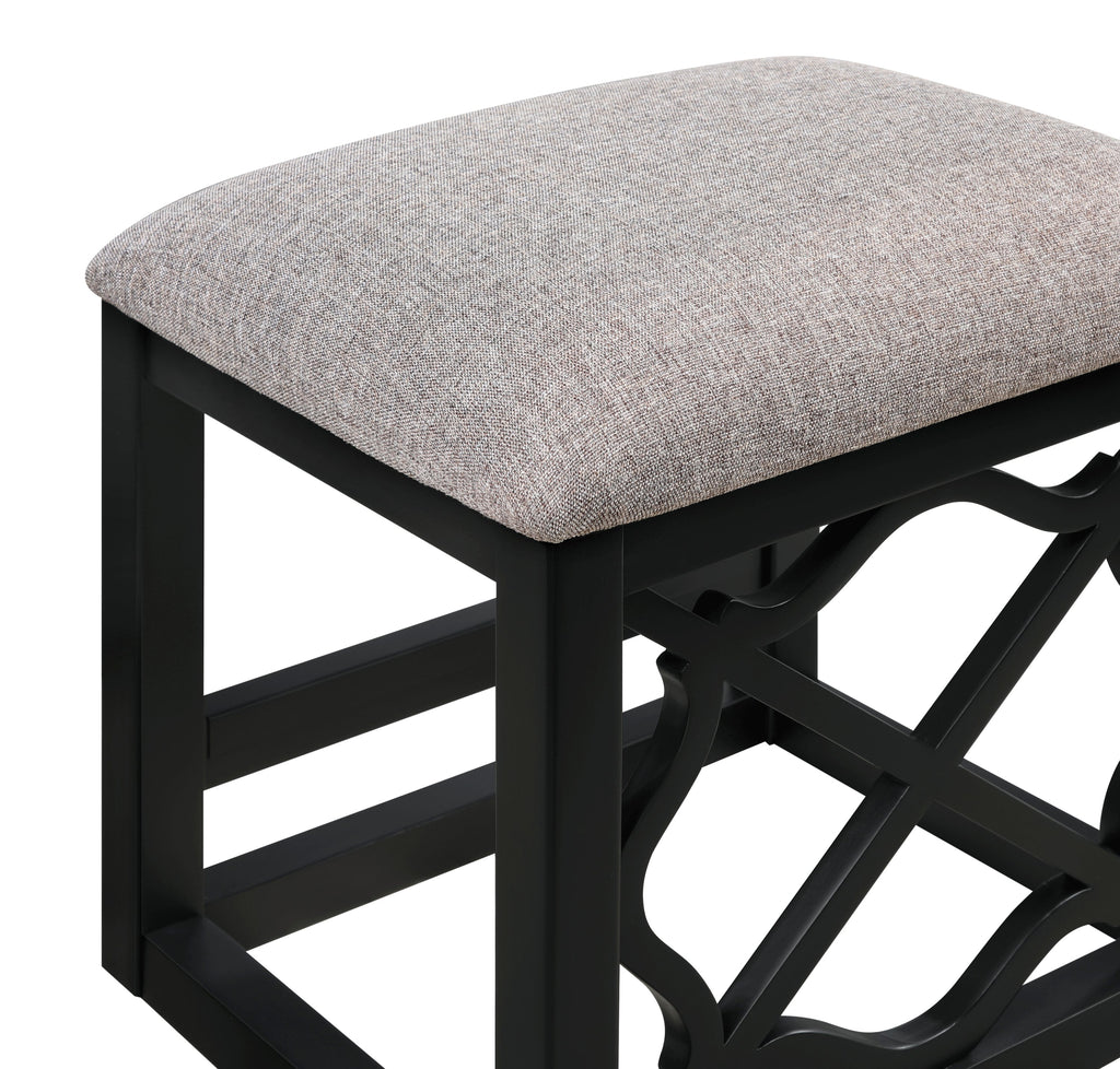 Desks and Stool Set 3pc Black Finish Rolling Desk with Casters, 2 Charging ports Home Office Furniture