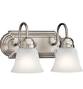 Kichler 12.25" 2-Light Vanity Bath Light in Brushed Nickel, Modern Bathroom Light with Clear Satin Etched Glass, (12.25" W x 8" H), 5336NIS