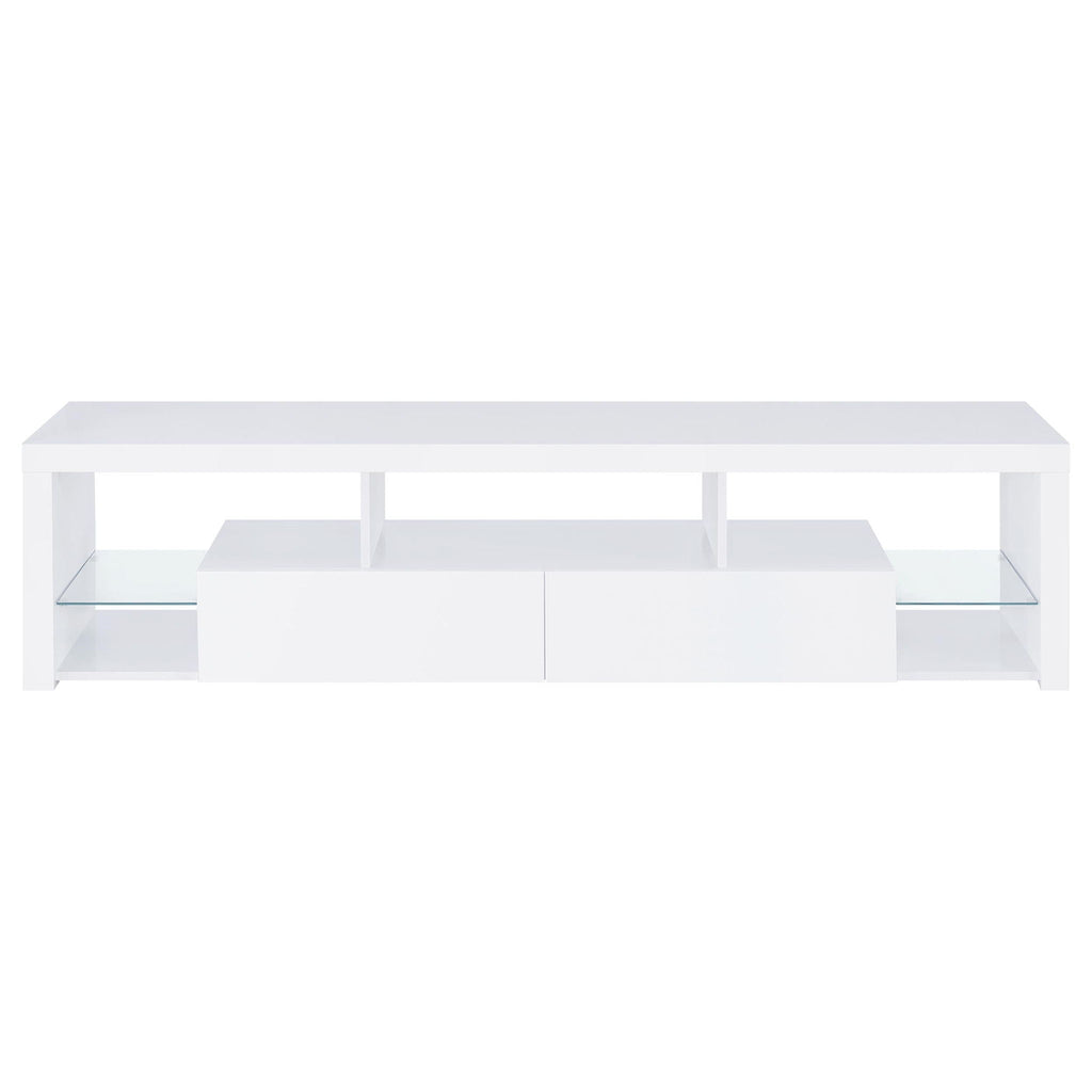 Lance - 3 Piece TV Entertainment Center With Shelves - Gloss White