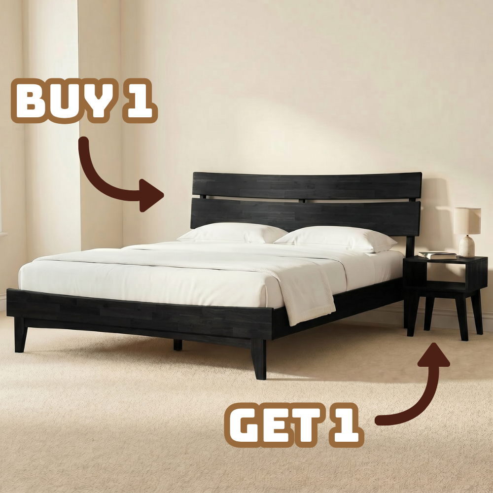 Aurora Solid Wood Bed Frame & Nightstand