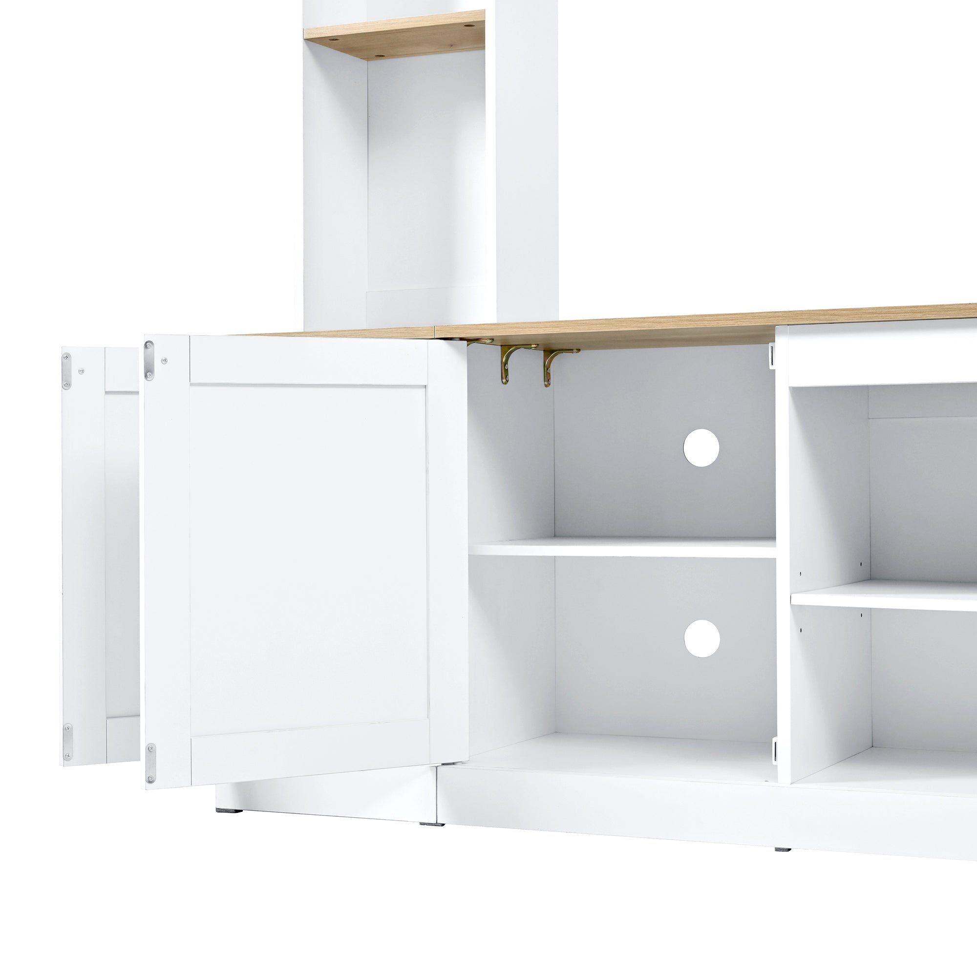 Entertainment Center Arched Wall Unit White MDF Fits TV 91.6x14.9x73.8 In