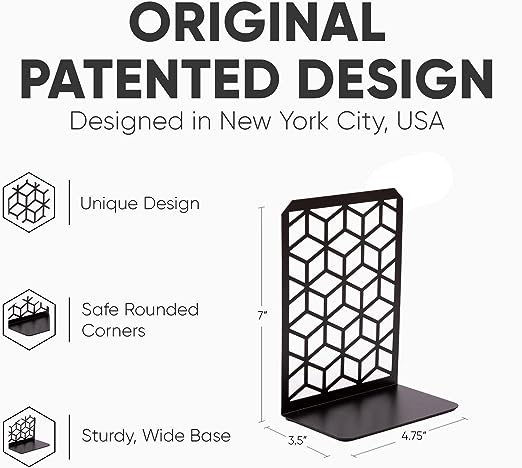 3D Cube Bookends – Geometric Metal Book Ends by Geomod