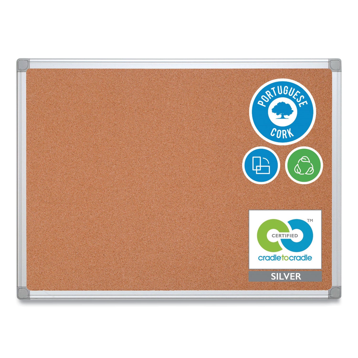 MasterVision Earth Cork Board, 18x24, Aluminum Frame
