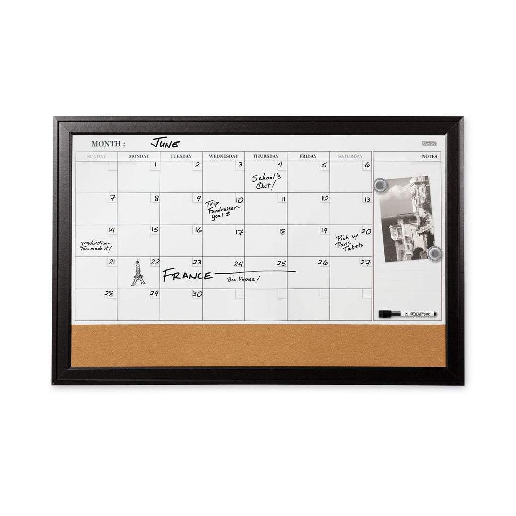 Quartet Home Decor Magnetic Combo Dry Erase with Cork Board on Bottom, 23 x 17, Espresso Wood Frame