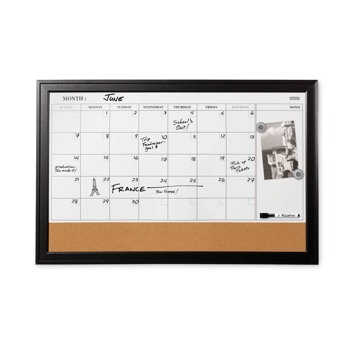 Quartet Home Decor Magnetic Combo Dry Erase with Cork Board on Bottom, 23 x 17, Espresso Wood Frame