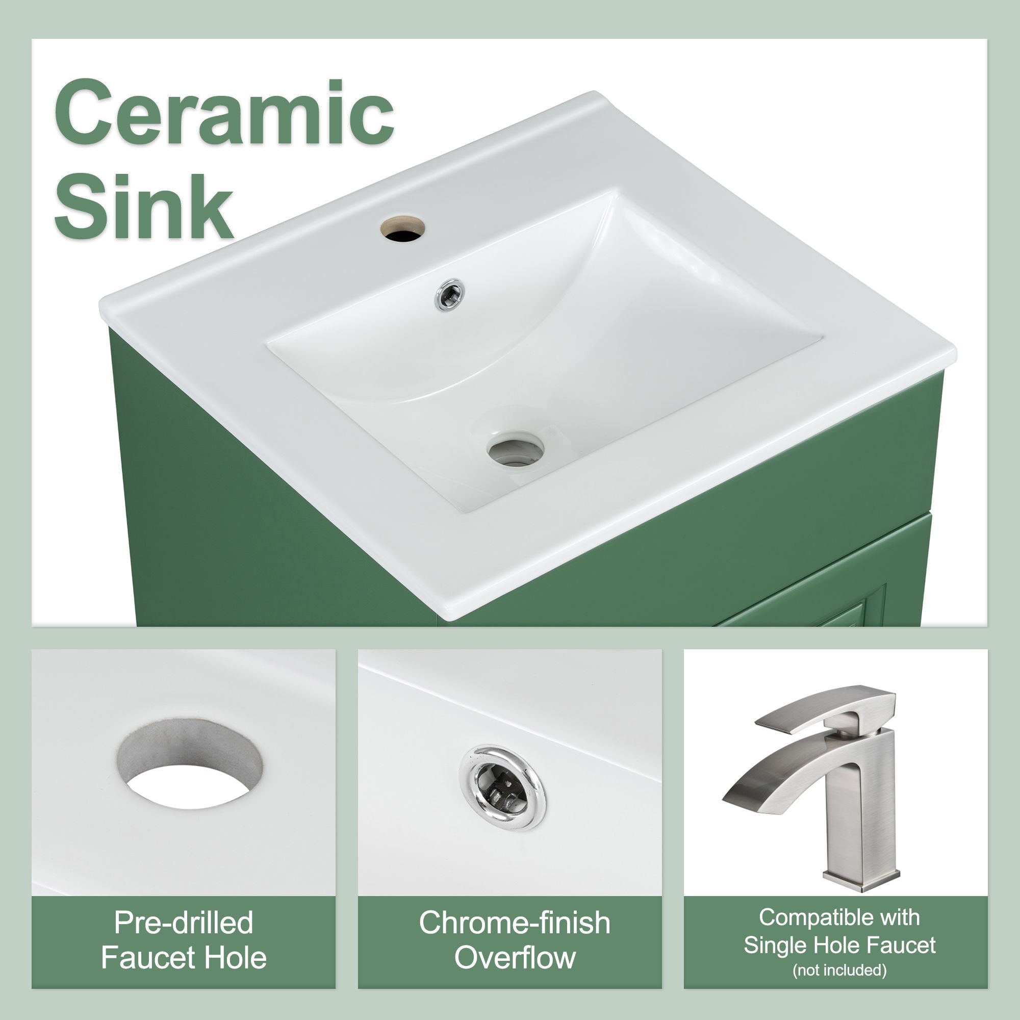 Bathroom Vanity With Sink, Cabinet With Adjustable Shelf