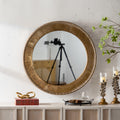Wall Mirror Round Gold Textured Iron Frame Boho Vintage 31.3 In