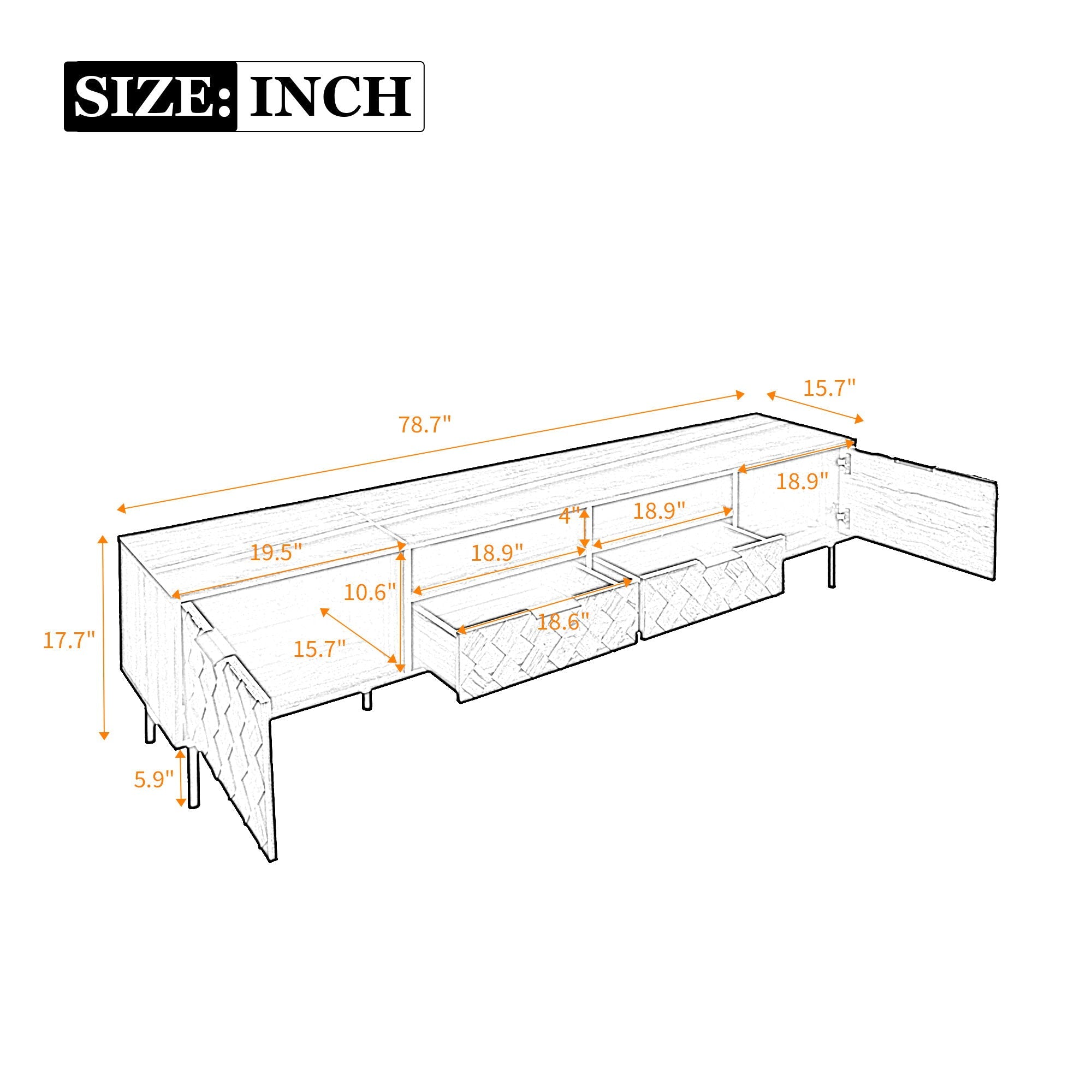 TV Stand For TVs Up To 85" With Closed Storage, Soft Closing Hinges, Living Room Entertainment Center - Walnut