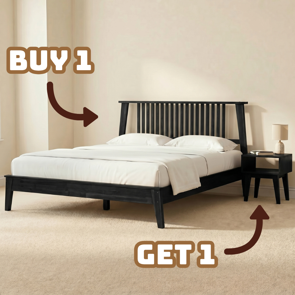 Kaylin Solid Wood Bed Frame & Nightstand