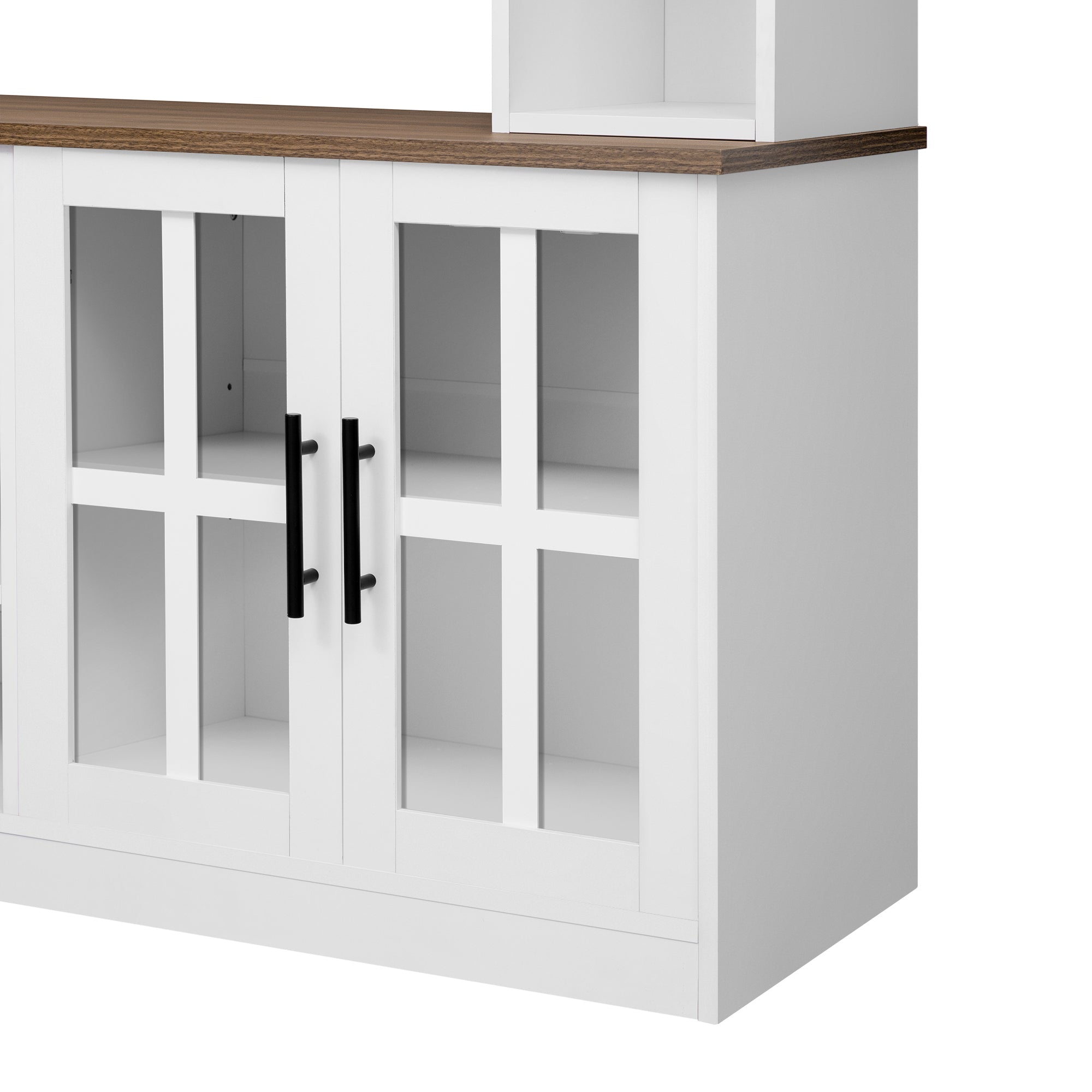 Entertainment Center Wall Unit White MDF Glass Fits 80 In TV 95.5x78.7 In