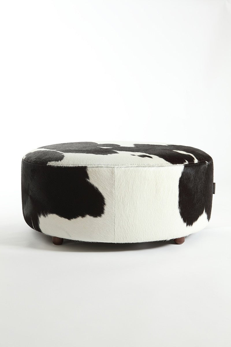 Round Cowhide Ottoman