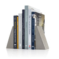 Port Living Company Gray Concrete Angular Bookends, Heavy Geometric Decor for Book Shelves, Pair
