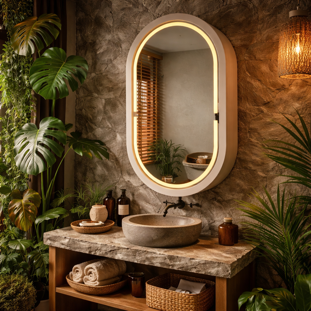 Beech LED Mirror Cabinet USA | Bathroom Medicine Cabinet & Makeup Vanity Storage | Wall Mount Mirror
