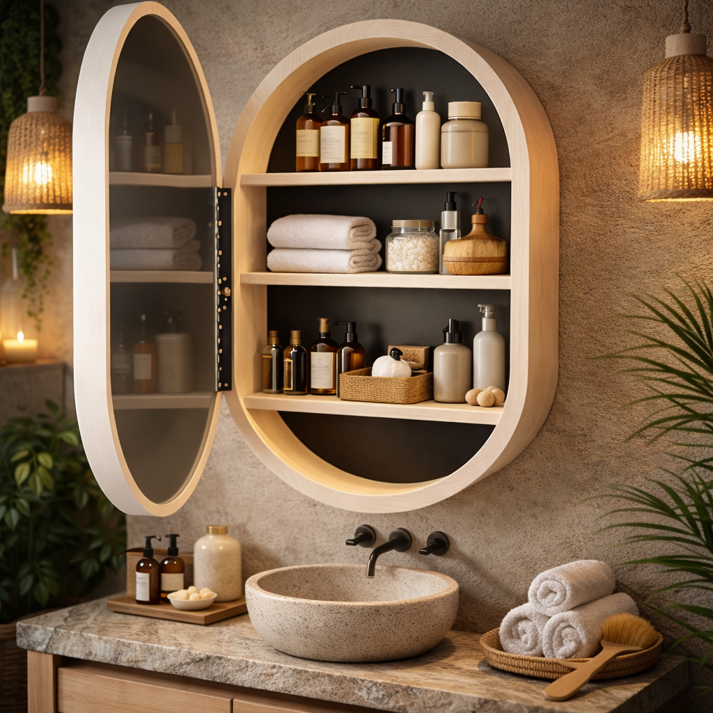 Beech LED Mirror Cabinet USA | Bathroom Medicine Cabinet & Makeup Vanity Storage | Wall Mount Mirror