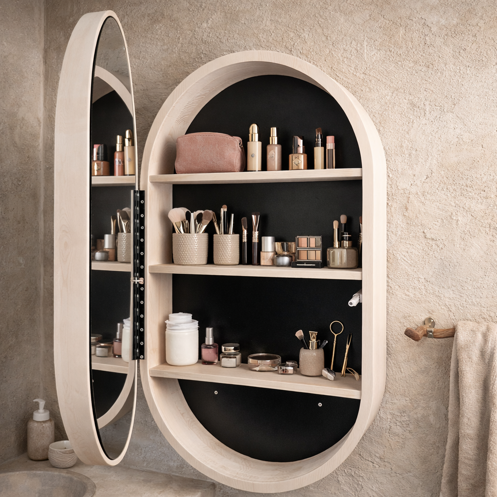 Beech LED Mirror Cabinet USA | Bathroom Medicine Cabinet & Makeup Vanity Storage | Wall Mount Mirror
