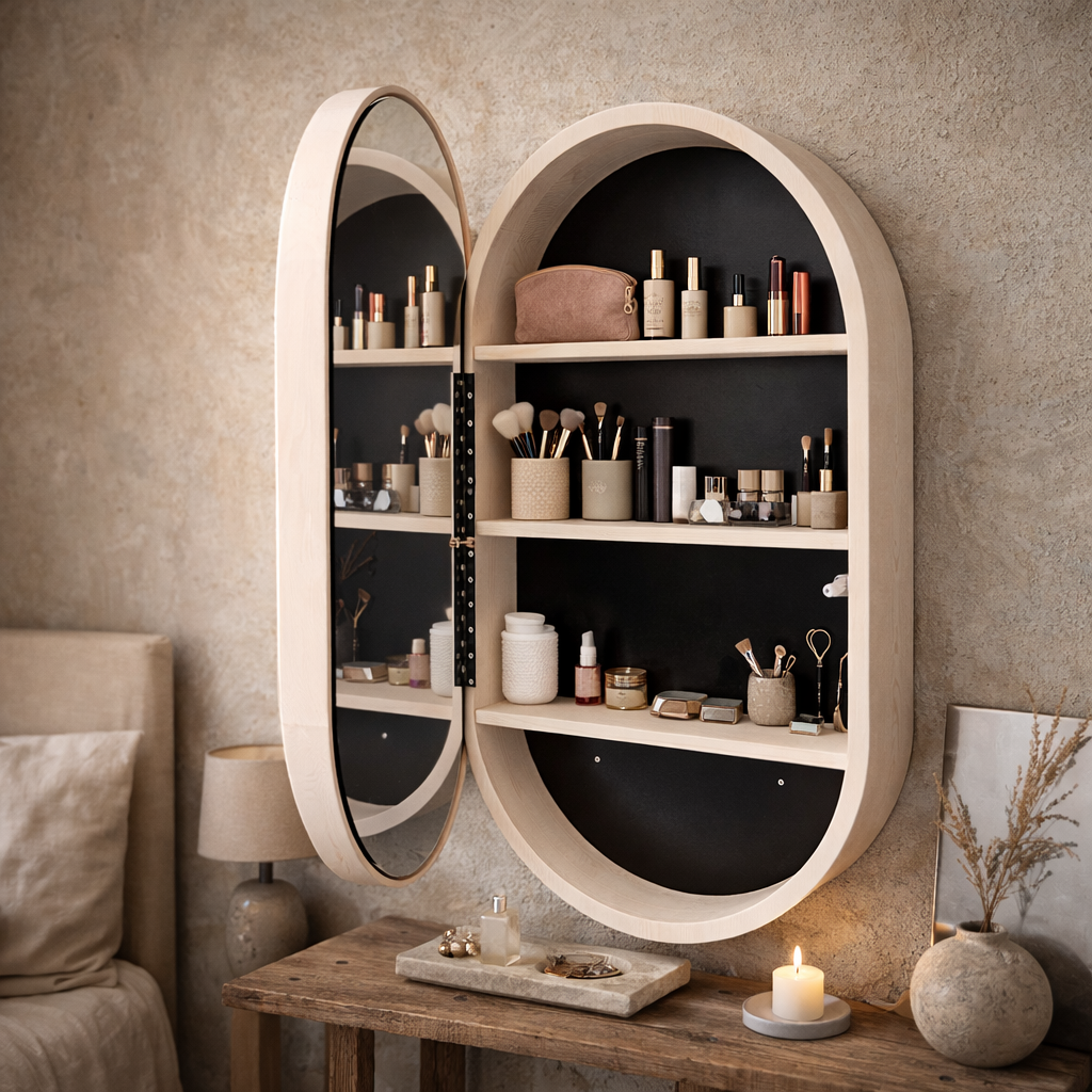 Beech LED Mirror Cabinet USA | Bathroom Medicine Cabinet & Makeup Vanity Storage | Wall Mount Mirror
