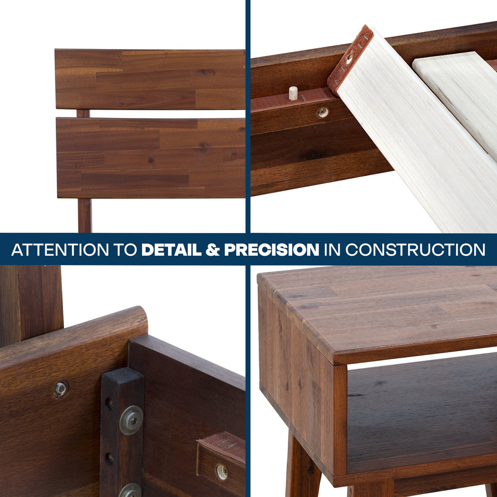Aurora Solid Wood Bed Frame & Nightstand
