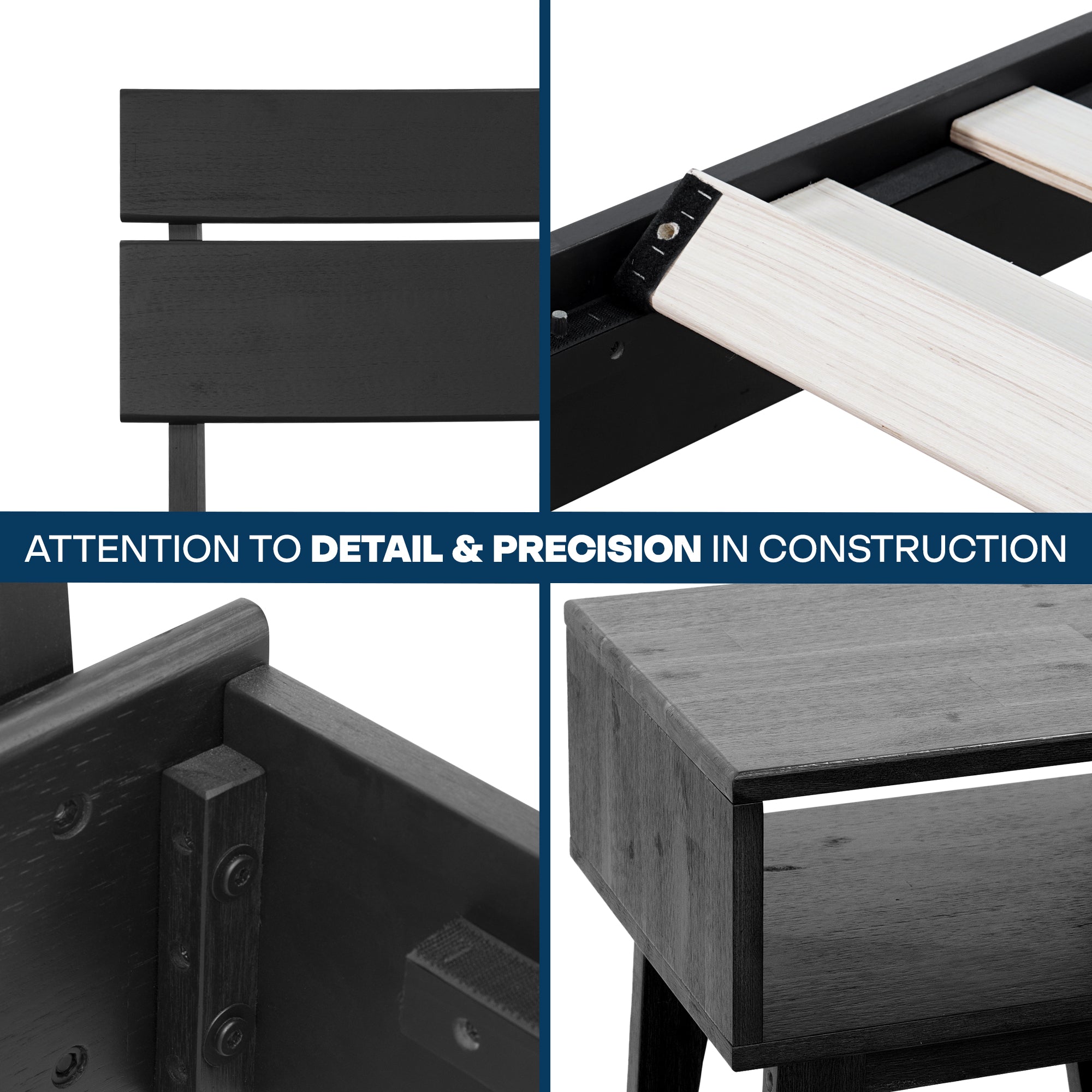 Aurora Solid Wood Bed Frame & Nightstand