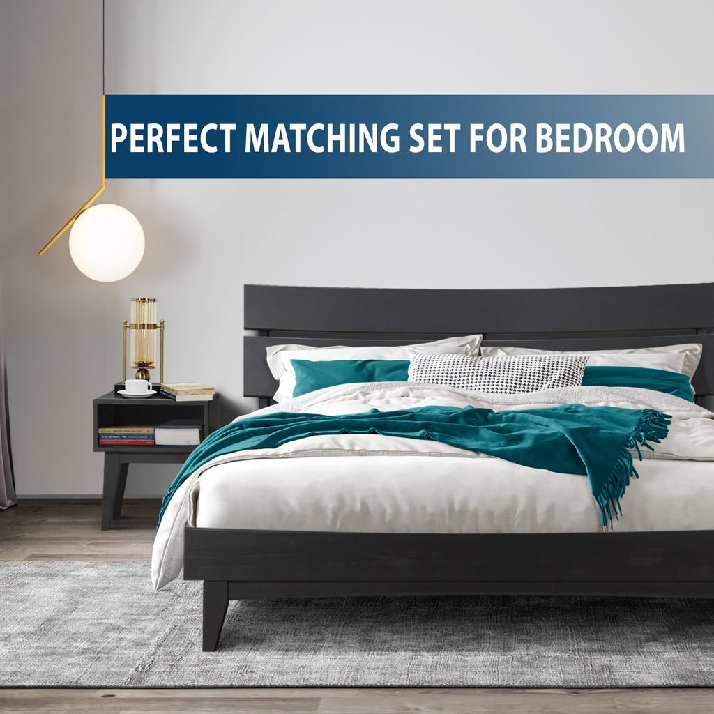 Aurora Solid Wood Bed Frame & Nightstand