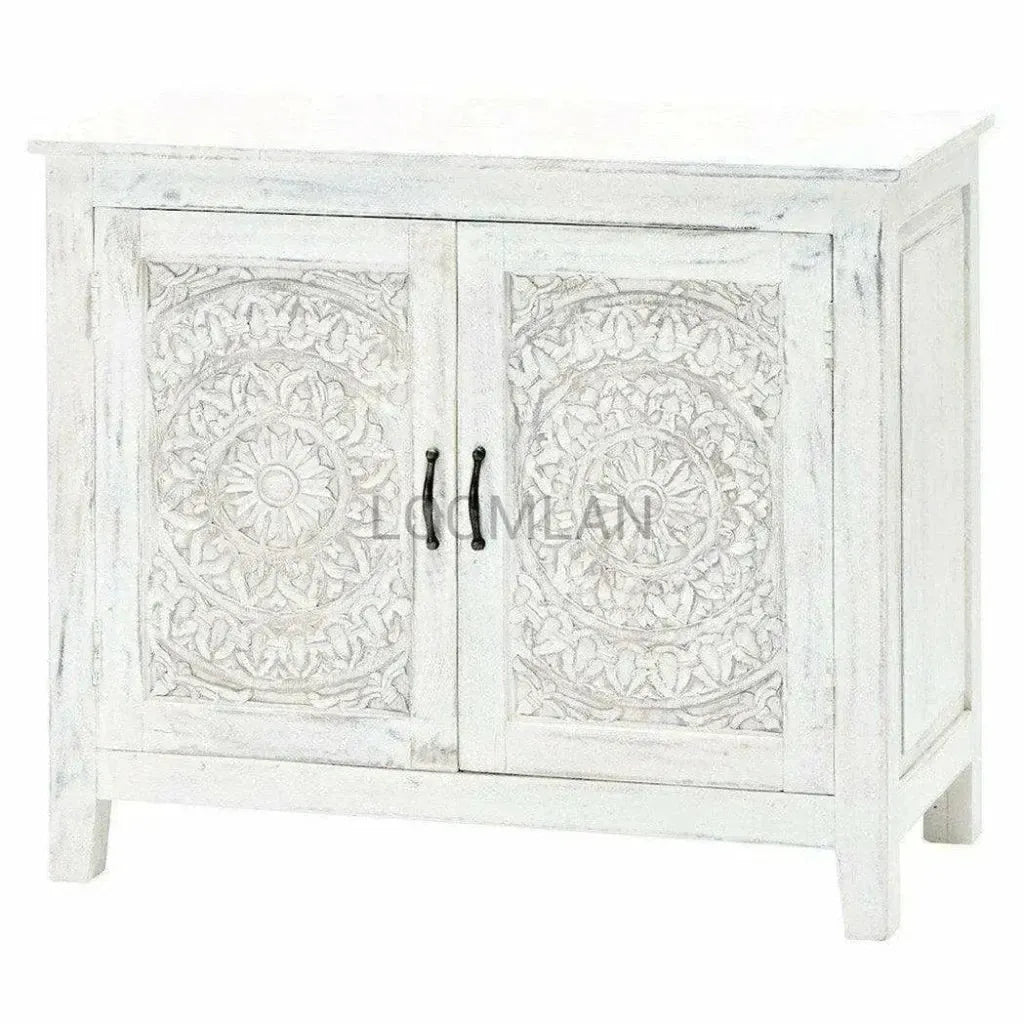 Feyloren Hand Carved White Accent Cabinet