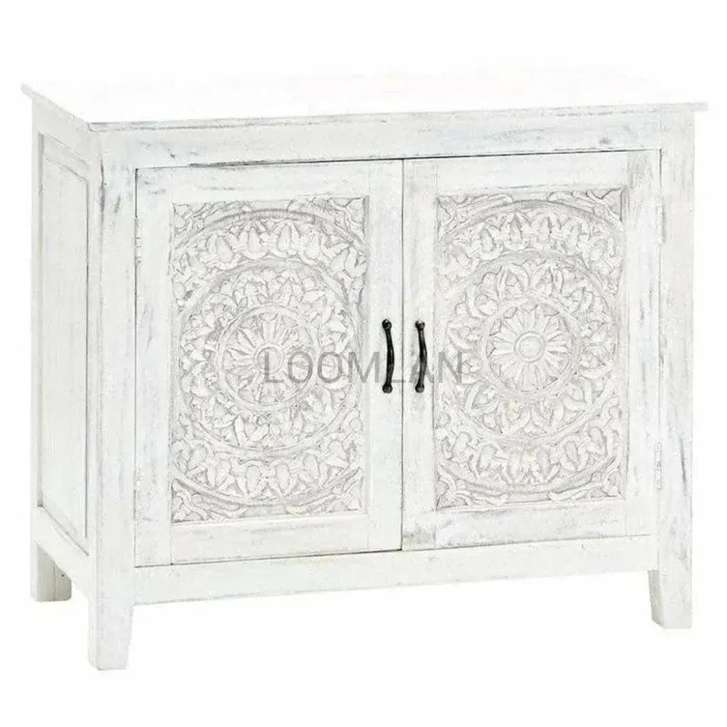Feyloren Hand Carved White Accent Cabinet