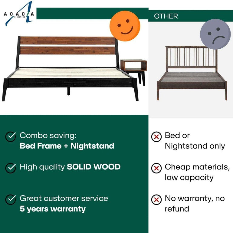 Callisto Solid Wood Bed Frame and Nightstand