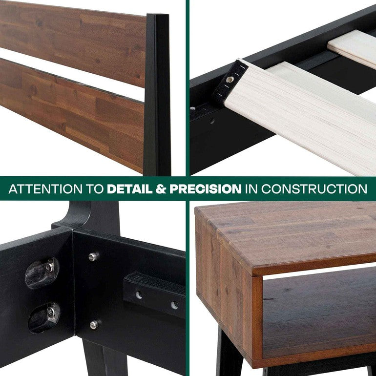 Callisto Solid Wood Bed Frame and Nightstand