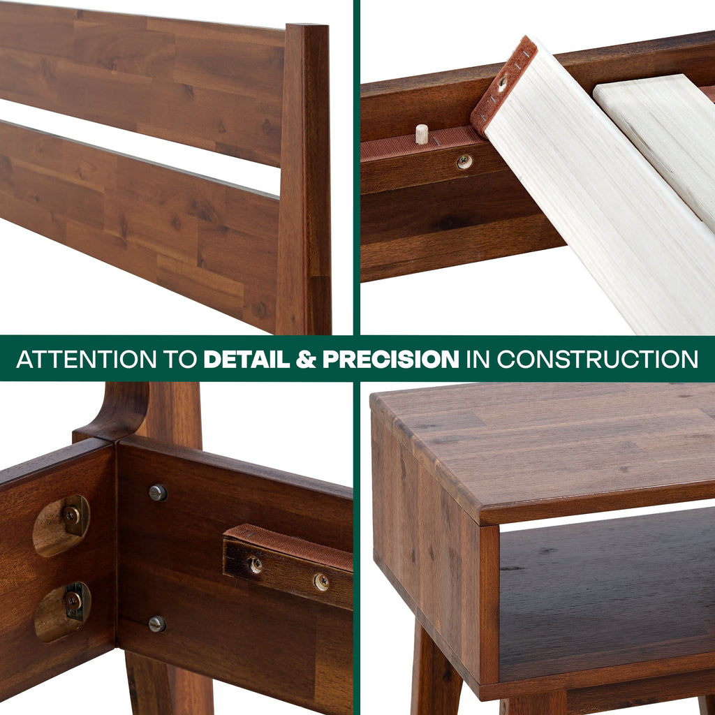Callisto Solid Wood Bed Frame and Nightstand