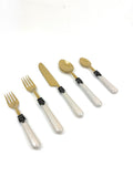 White Resin Handle Flatware set of 20 Antique Design