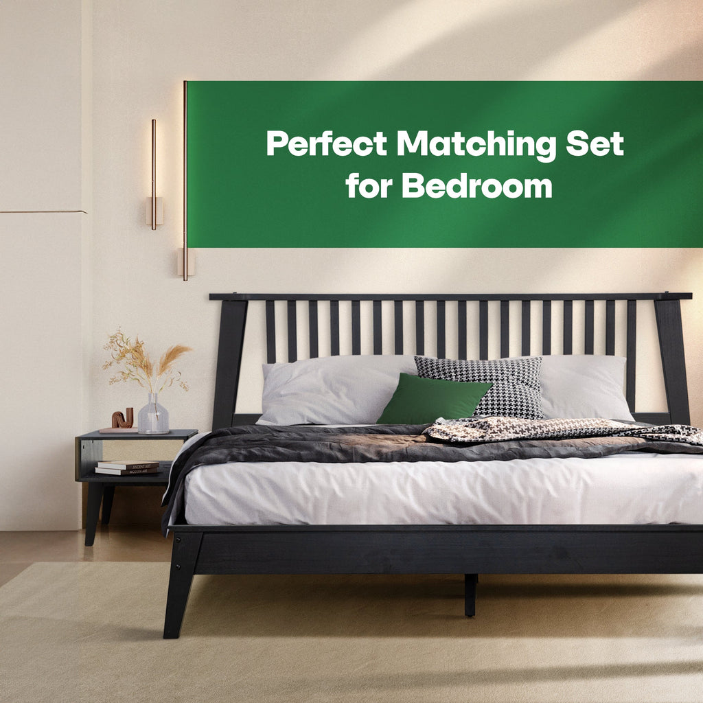 Kaylin Solid Wood Bed Frame & Nightstand