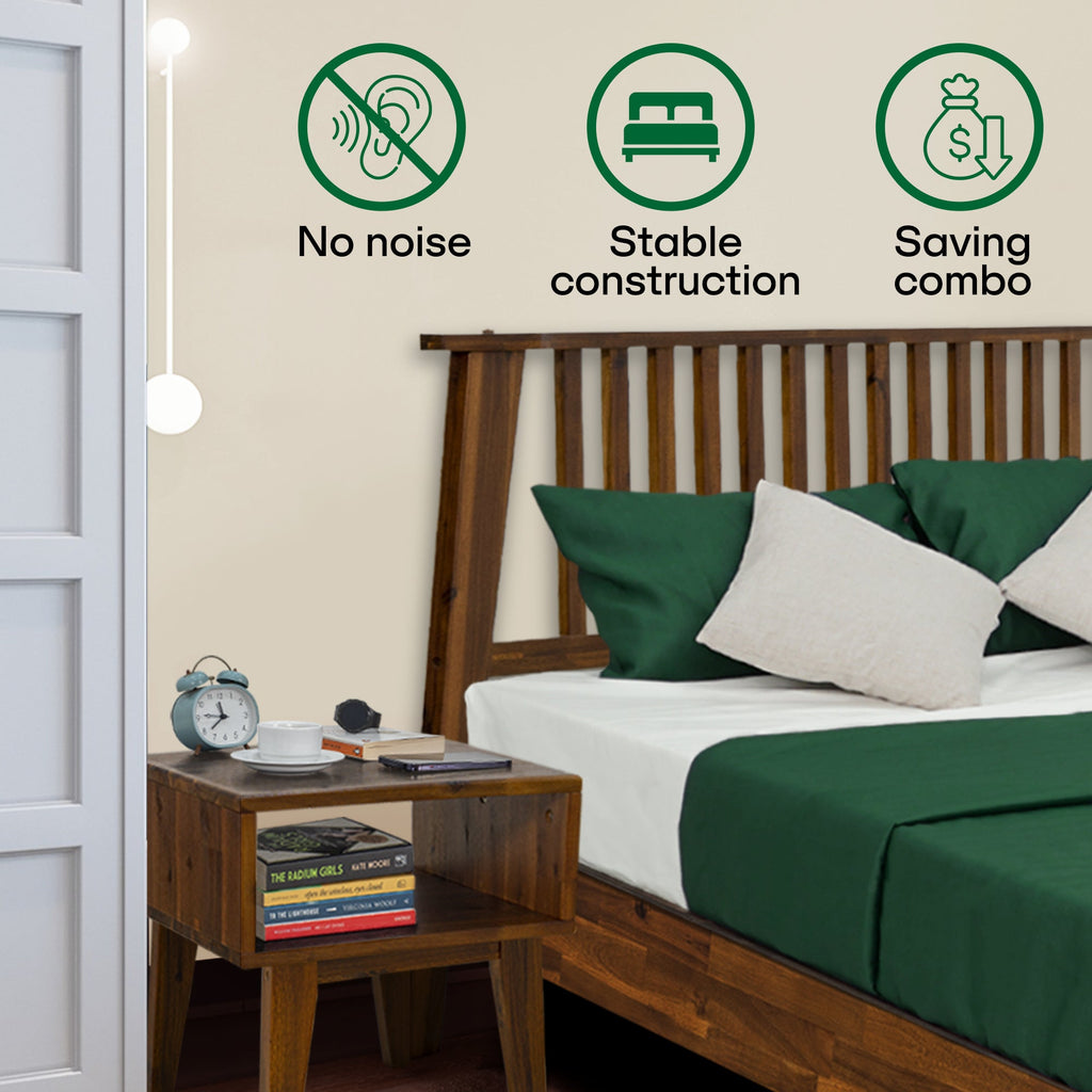 Kaylin Solid Wood Bed Frame & Nightstand