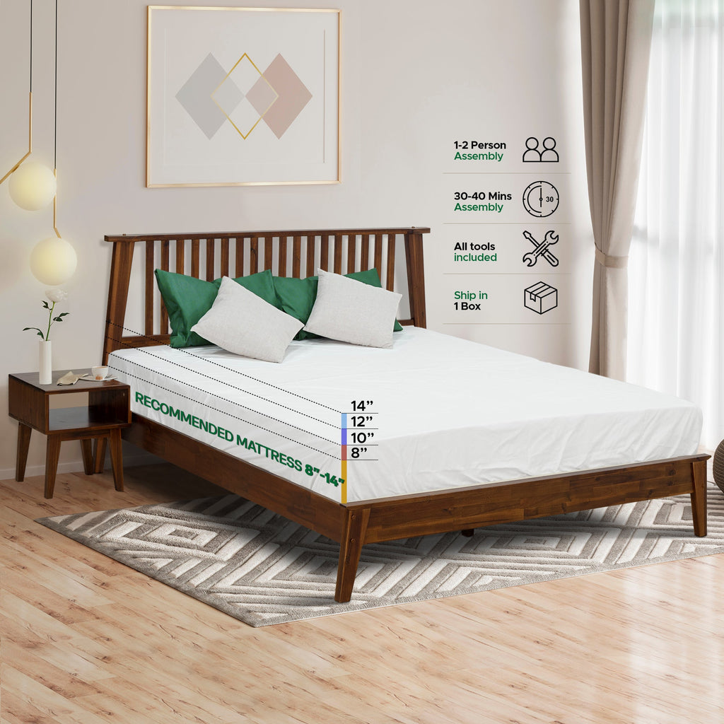 Kaylin Solid Wood Bed Frame & Nightstand