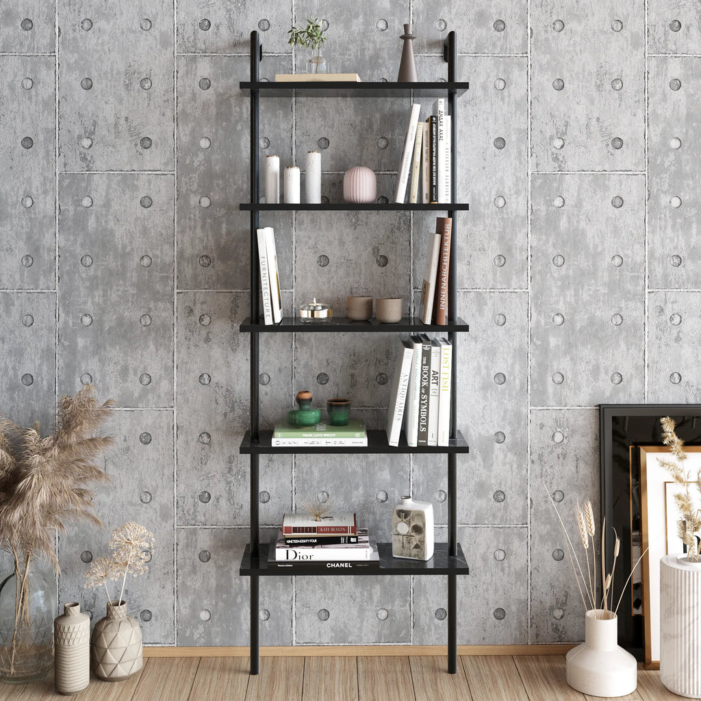 Paula 68 inches Tall Metal Manufactured Wood Accent Ladder Bookcase