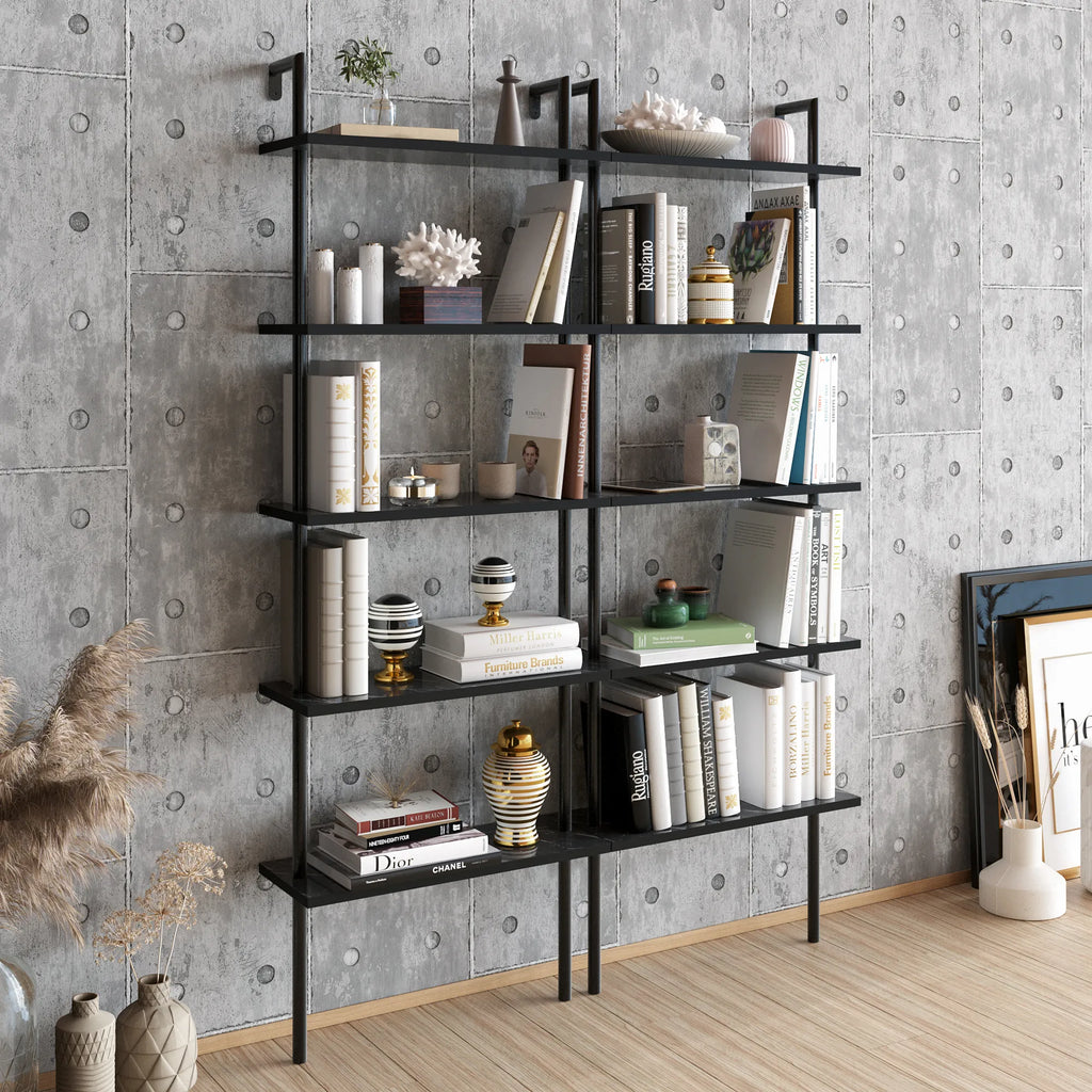 Paula 68 inches Tall Metal Manufactured Wood Accent Ladder Bookcase