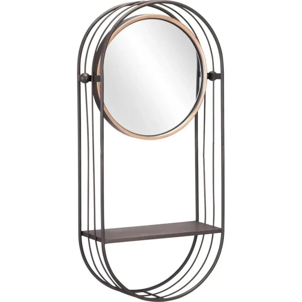 Saroni Steel Wall Mirror with Shelf