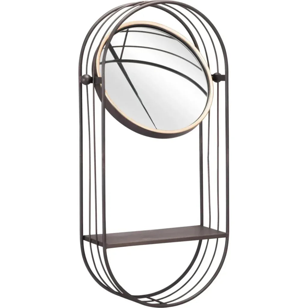Saroni Steel Wall Mirror with Shelf