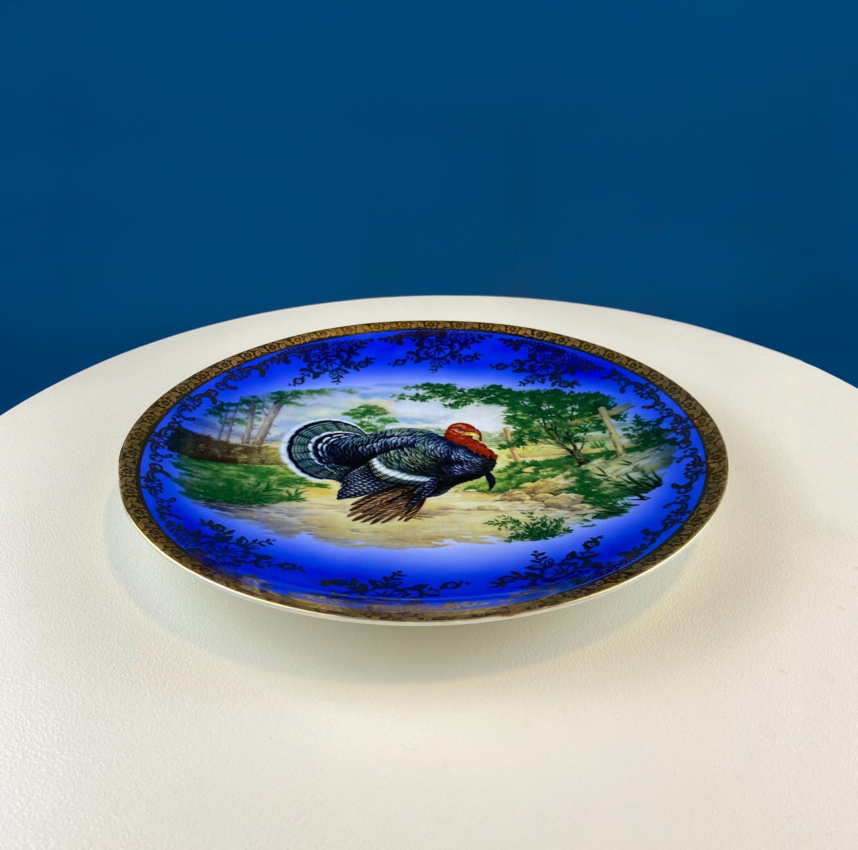 Turkey Platter - Vintage Porcelain. Magnificent Cobalt Blue Large Serving or Decorative Plate. Thanksgiving Home Decor.