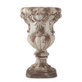 22.25 Inch Cream & Rust Floral Embossed Urn
