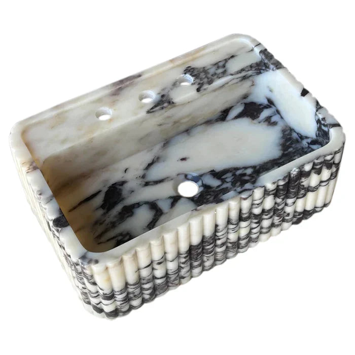 Calacatta Viola Marble Wall-Mount Rectangular Fluted Bathroom Sink