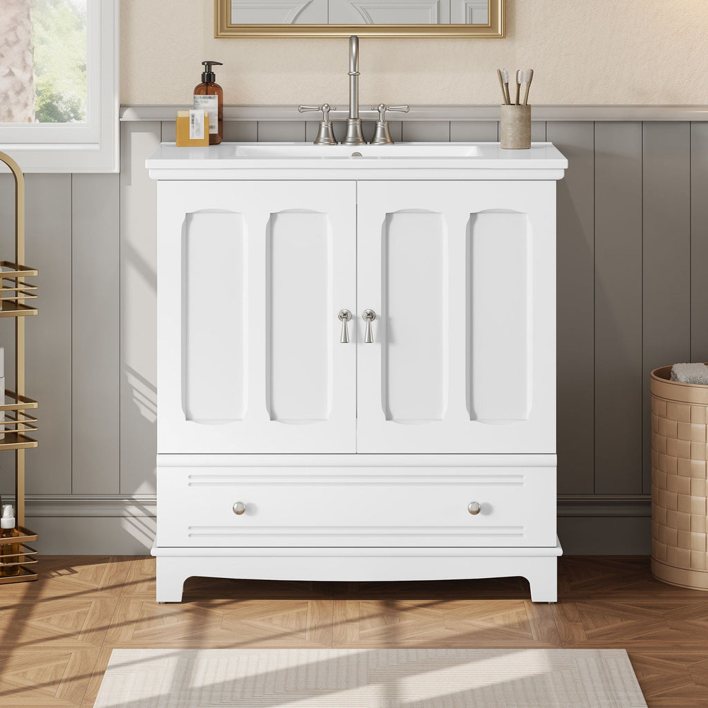 Bathroom Vanity With Sink, Cabinet With Adjustable Shelf And Drawer Divider