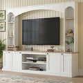 Entertainment Center Arched Wall Unit White MDF Fits TV 91.6x14.9x73.8 In